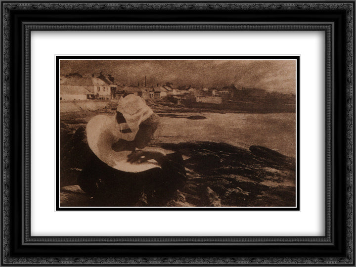 In Brittany 24x18 Black Ornate Wood Framed Art Print Poster with Double Matting by Demachy, Robert