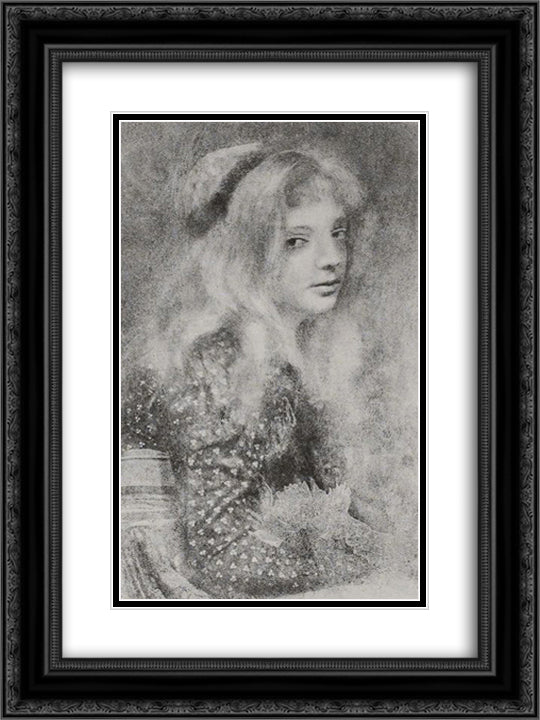 Madeleine 18x24 Black Ornate Wood Framed Art Print Poster with Double Matting by Demachy, Robert