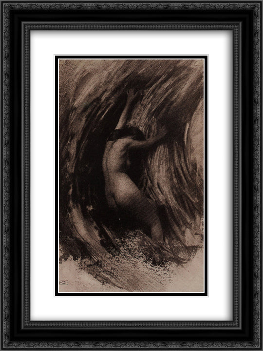 Struggle 18x24 Black Ornate Wood Framed Art Print Poster with Double Matting by Demachy, Robert