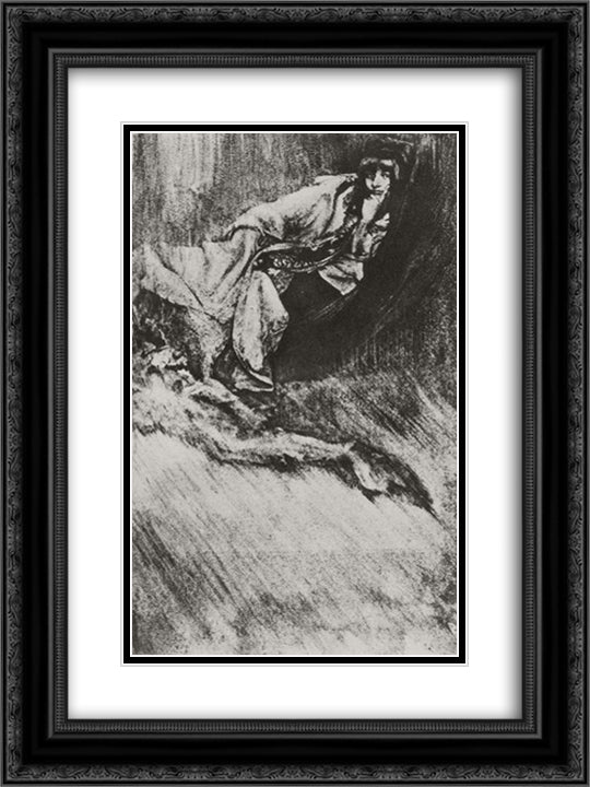 Young Girl 18x24 Black Ornate Wood Framed Art Print Poster with Double Matting by Demachy, Robert