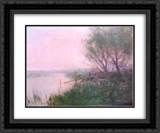 A June Morning 24x20 Black Ornate Wood Framed Art Print Poster with Double Matting by Onderdonk, Robert Julian