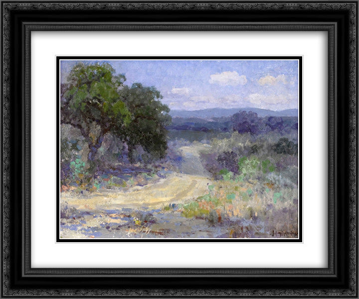 A Path Through the Texas Hill Country 24x20 Black Ornate Wood Framed Art Print Poster with Double Matting by Onderdonk, Robert Julian