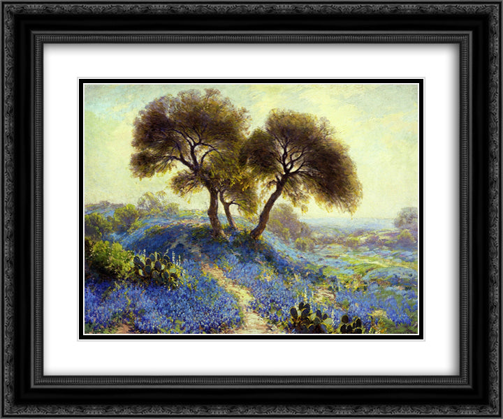 A Spring Morning 24x20 Black Ornate Wood Framed Art Print Poster with Double Matting by Onderdonk, Robert Julian