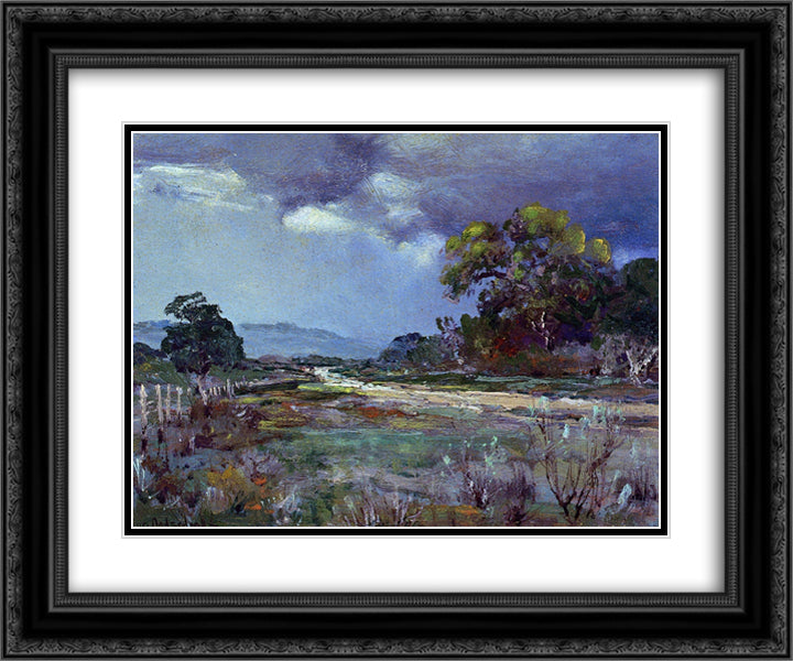 Approaching Rain, Southwest Texas 24x20 Black Ornate Wood Framed Art Print Poster with Double Matting by Onderdonk, Robert Julian