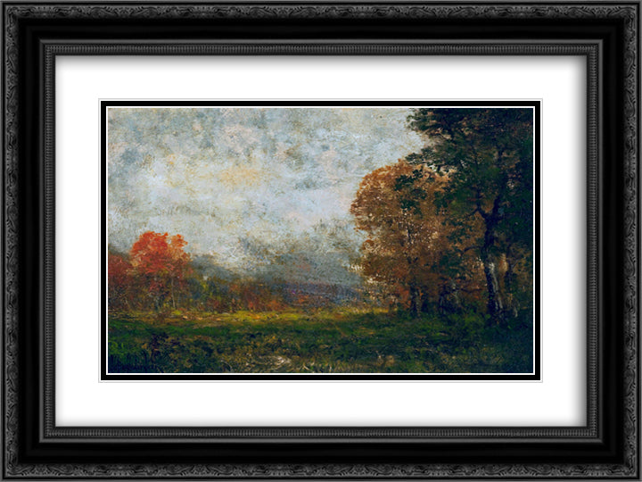 Autumn Landscape 24x18 Black Ornate Wood Framed Art Print Poster with Double Matting by Onderdonk, Robert Julian