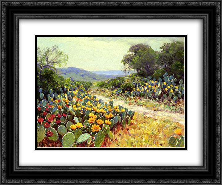 Cactus in Bloom 24x20 Black Ornate Wood Framed Art Print Poster with Double Matting by Onderdonk, Robert Julian