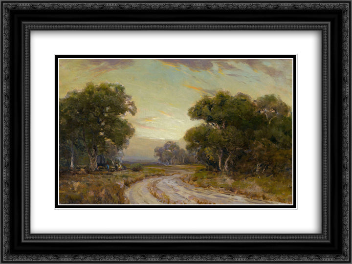 Evening Near Jackson, Southwest Texas 24x18 Black Ornate Wood Framed Art Print Poster with Double Matting by Onderdonk, Robert Julian