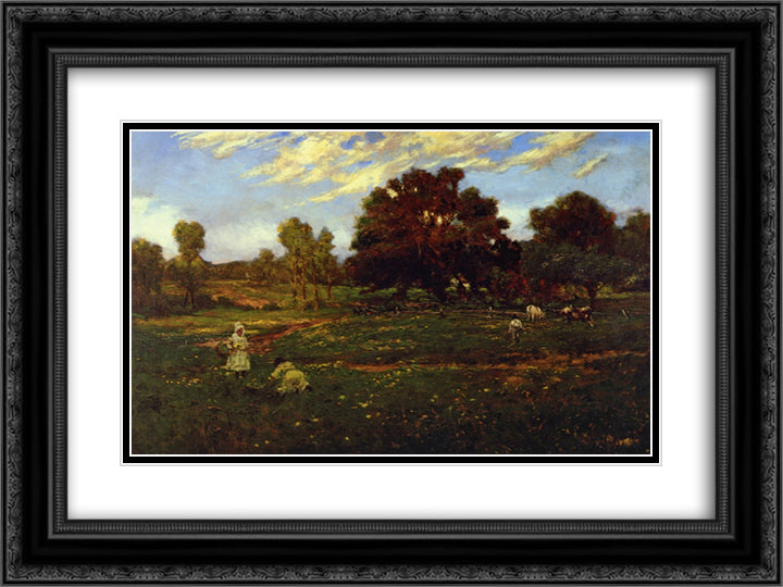 Fall Scene near Sisterdale 24x18 Black Ornate Wood Framed Art Print Poster with Double Matting by Onderdonk, Robert Julian