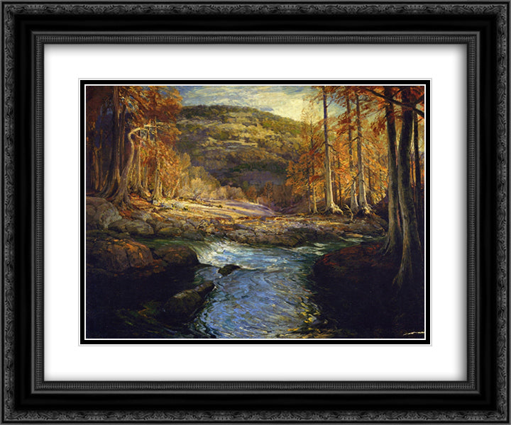 Forest Stream (Headwaters of the Guadalupe) 24x20 Black Ornate Wood Framed Art Print Poster with Double Matting by Onderdonk, Robert Julian