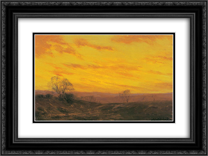 Golden Evening, Southwest Texas 24x18 Black Ornate Wood Framed Art Print Poster with Double Matting by Onderdonk, Robert Julian