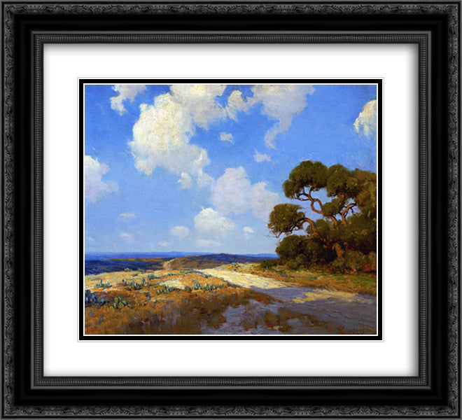 Hill Country Lane 22x20 Black Ornate Wood Framed Art Print Poster with Double Matting by Onderdonk, Robert Julian