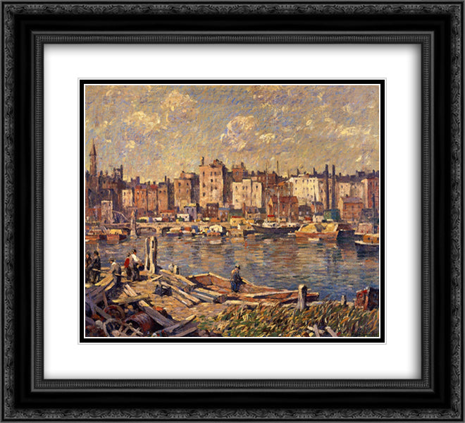 Harlem River 22x20 Black Ornate Wood Framed Art Print Poster with Double Matting by Spencer, Robert