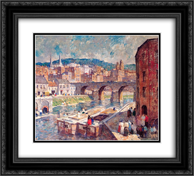 Pennsylvania Mill Town 22x20 Black Ornate Wood Framed Art Print Poster with Double Matting by Spencer, Robert