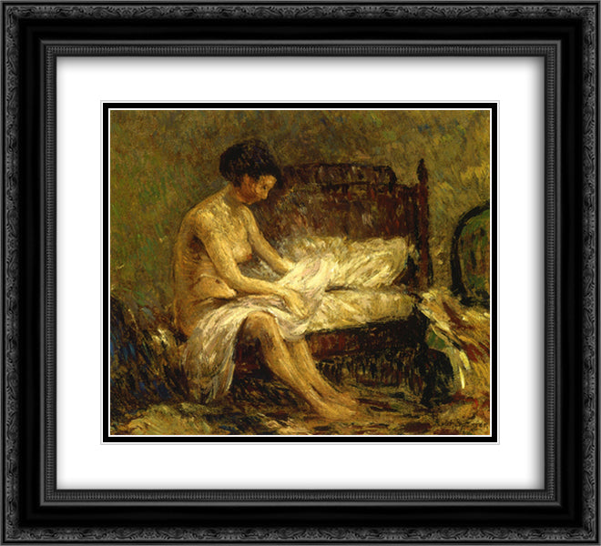 Seated Nude 22x20 Black Ornate Wood Framed Art Print Poster with Double Matting by Spencer, Robert