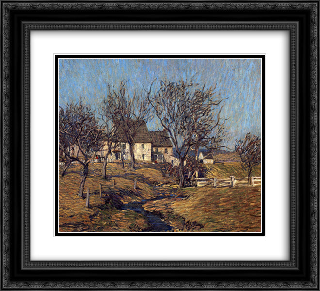 The Brook 22x20 Black Ornate Wood Framed Art Print Poster with Double Matting by Spencer, Robert