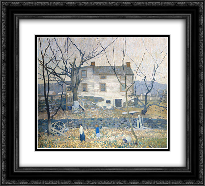 The Gray House 22x20 Black Ornate Wood Framed Art Print Poster with Double Matting by Spencer, Robert