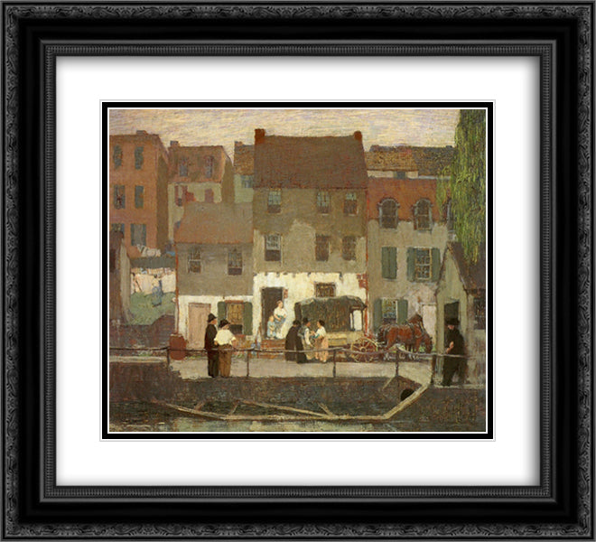 The Huckster Cart 22x20 Black Ornate Wood Framed Art Print Poster with Double Matting by Spencer, Robert