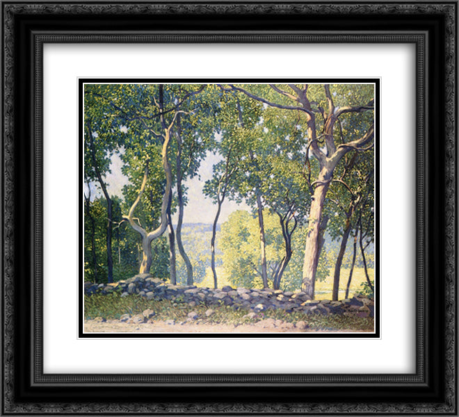 The Stone Wall 22x20 Black Ornate Wood Framed Art Print Poster with Double Matting by Spencer, Robert