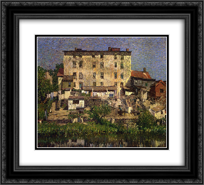 The White Tenement 22x20 Black Ornate Wood Framed Art Print Poster with Double Matting by Spencer, Robert