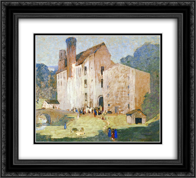 Valley Mills 22x20 Black Ornate Wood Framed Art Print Poster with Double Matting by Spencer, Robert