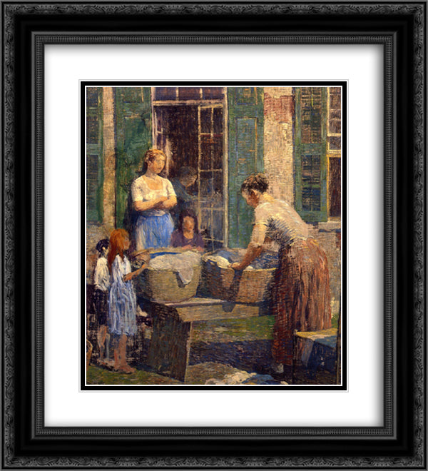 Washer Woman 20x22 Black Ornate Wood Framed Art Print Poster with Double Matting by Spencer, Robert