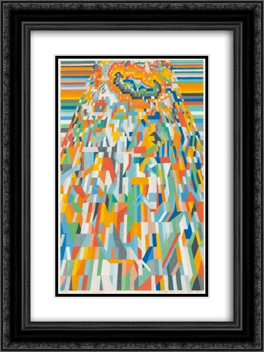 Improvisation (Modern City) Cacophonic! 18x24 Black Ornate Wood Framed Art Print Poster with Double Matting by Strubin, Robert