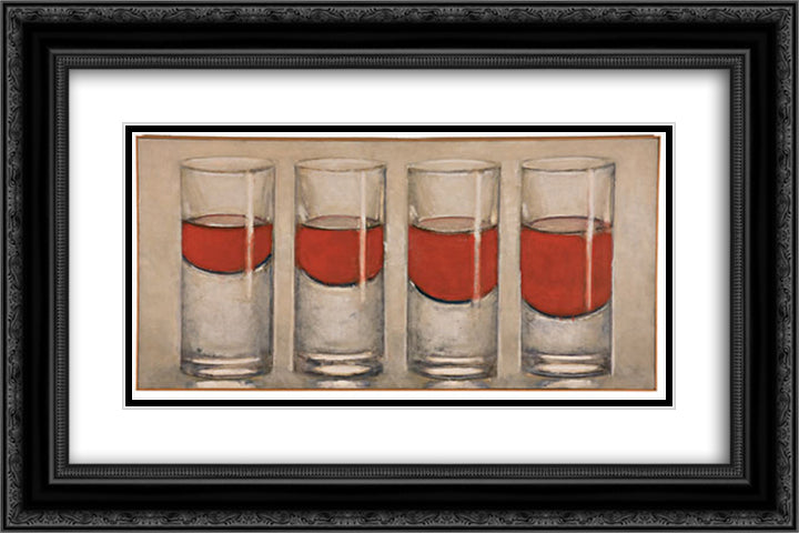 Glasses 24x16 Black Ornate Wood Framed Art Print Poster with Double Matting by Sambonet, Roberto