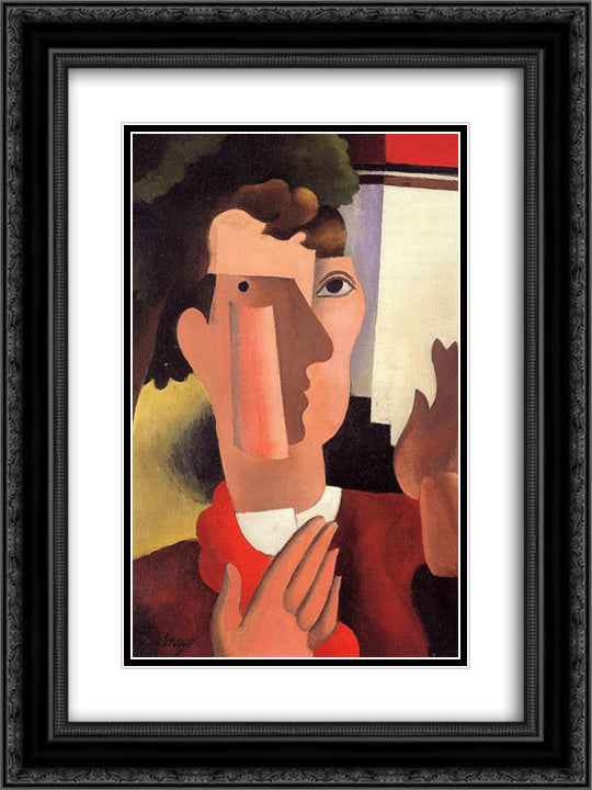 Man with a Red Kerchief 18x24 Black Ornate Wood Framed Art Print Poster with Double Matting by Fresnaye, Roger