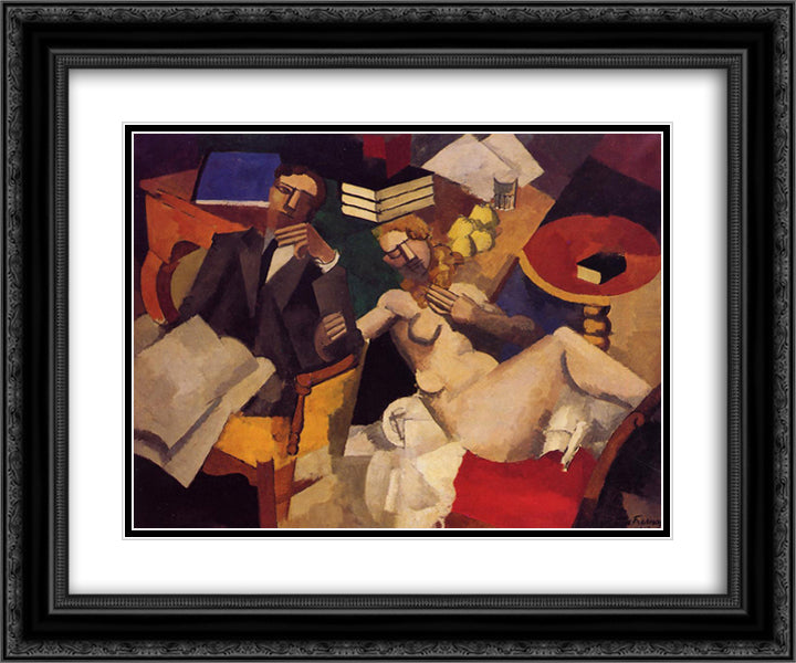 Married Life 24x20 Black Ornate Wood Framed Art Print Poster with Double Matting by Fresnaye, Roger