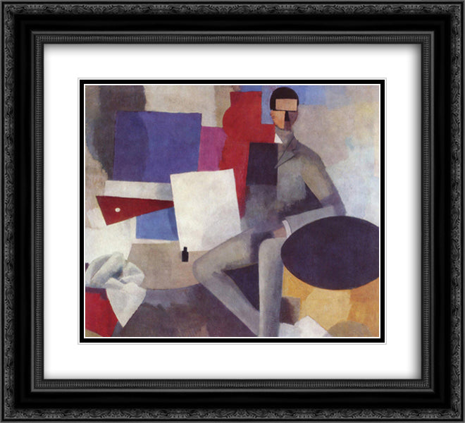 Seated man 22x20 Black Ornate Wood Framed Art Print Poster with Double Matting by Fresnaye, Roger