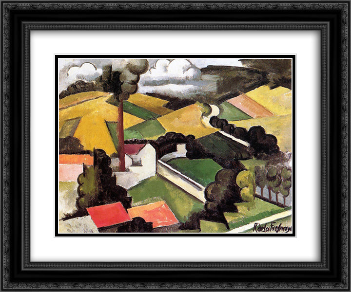 The Factory Chimney, Meulan Landscape 24x20 Black Ornate Wood Framed Art Print Poster with Double Matting by Fresnaye, Roger