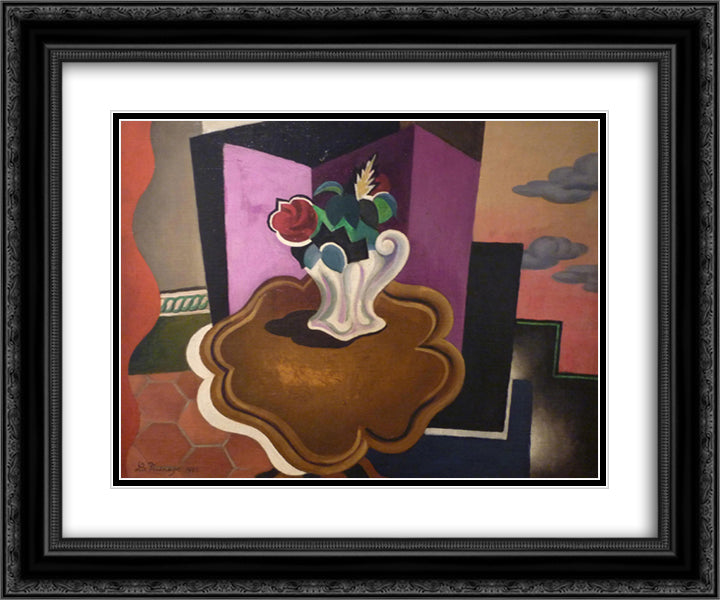 The table Louis Philippe 24x20 Black Ornate Wood Framed Art Print Poster with Double Matting by Fresnaye, Roger