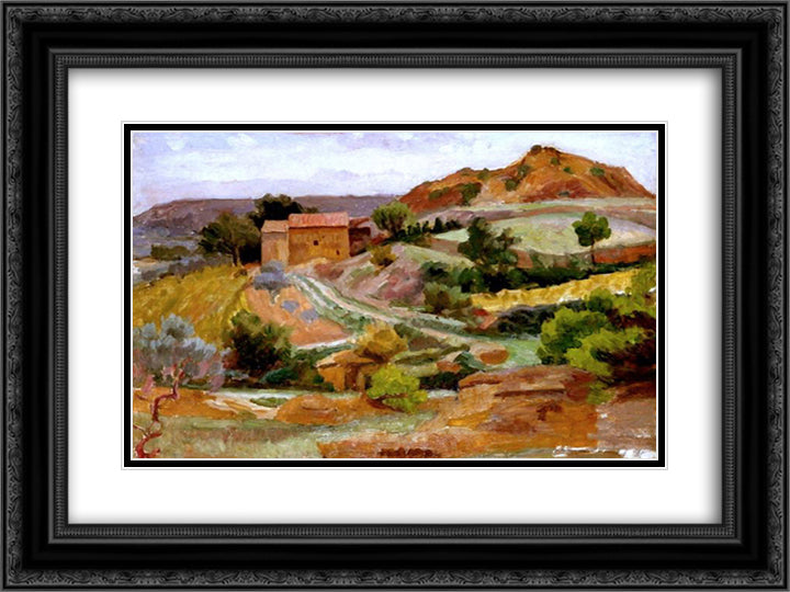 Beaumes 24x18 Black Ornate Wood Framed Art Print Poster with Double Matting by Fry, Roger