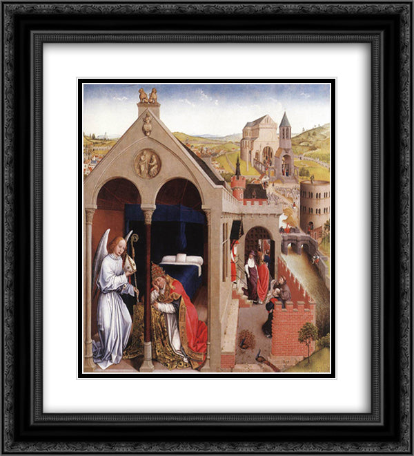 Dream of Pope Sergius 20x22 Black Ornate Wood Framed Art Print Poster with Double Matting by van der Weyden, Rogier