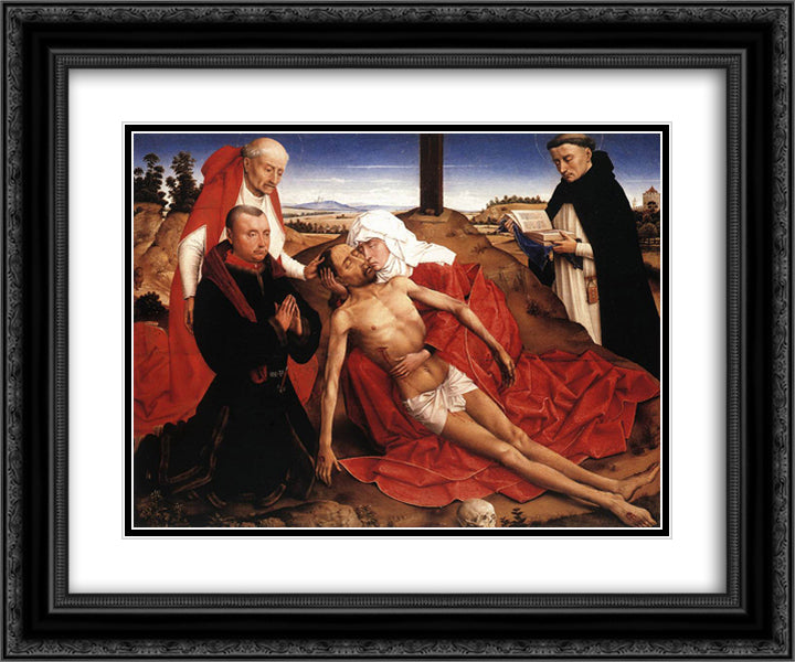 Lamentation 24x20 Black Ornate Wood Framed Art Print Poster with Double Matting by van der Weyden, Rogier