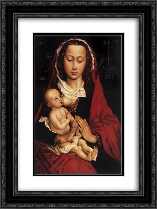 Madonna and Child 18x24 Black Ornate Wood Framed Art Print Poster with Double Matting by van der Weyden, Rogier