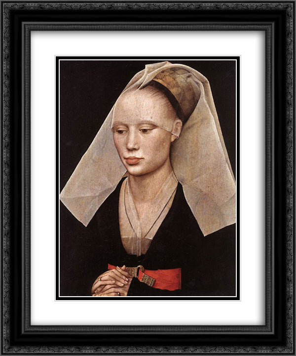Portrait of a Lady 20x24 Black Ornate Wood Framed Art Print Poster with Double Matting by van der Weyden, Rogier