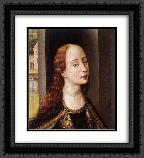 Saint Catherine 20x22 Black Ornate Wood Framed Art Print Poster with Double Matting by van der Weyden, Rogier