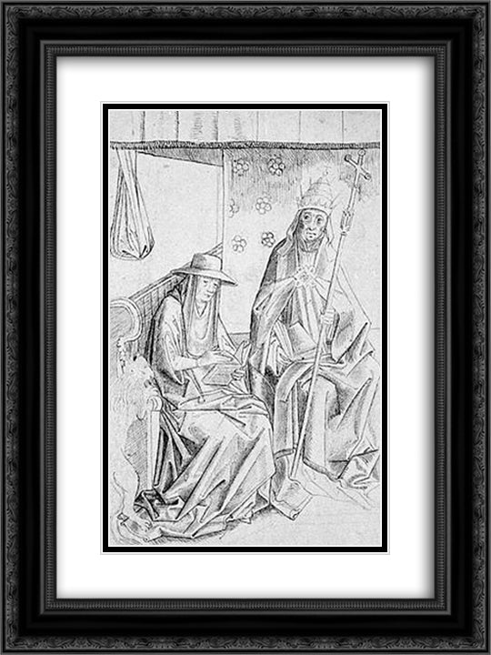 Saint Gregory the Great and St. Jerome 18x24 Black Ornate Wood Framed Art Print Poster with Double Matting by van der Weyden, Rogier