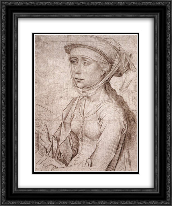 Saint Mary Magdalene 20x24 Black Ornate Wood Framed Art Print Poster with Double Matting by van der Weyden, Rogier