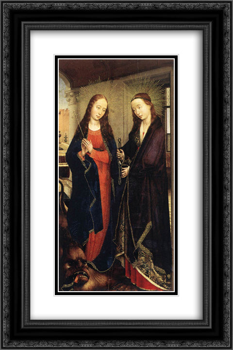 Saints Margaret and Apollonia 16x24 Black Ornate Wood Framed Art Print Poster with Double Matting by van der Weyden, Rogier