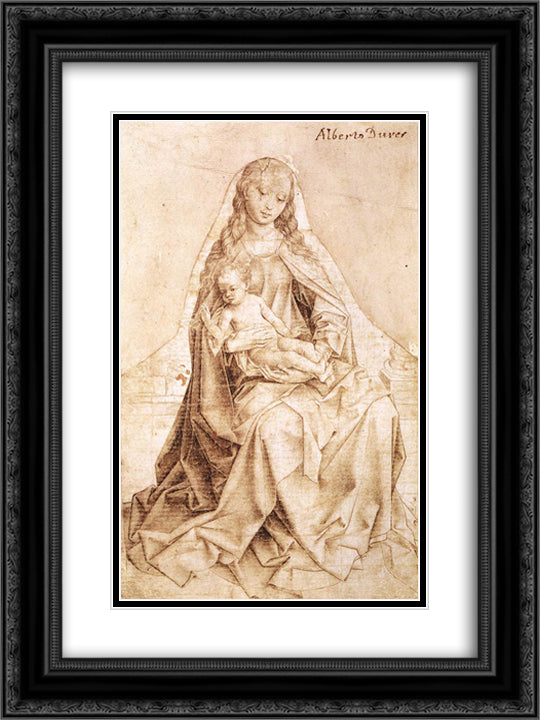 Virgin with the Blessing Child 18x24 Black Ornate Wood Framed Art Print Poster with Double Matting by van der Weyden, Rogier