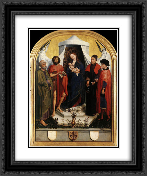 Virgin with the Child and Four Saints 20x24 Black Ornate Wood Framed Art Print Poster with Double Matting by van der Weyden, Rogier