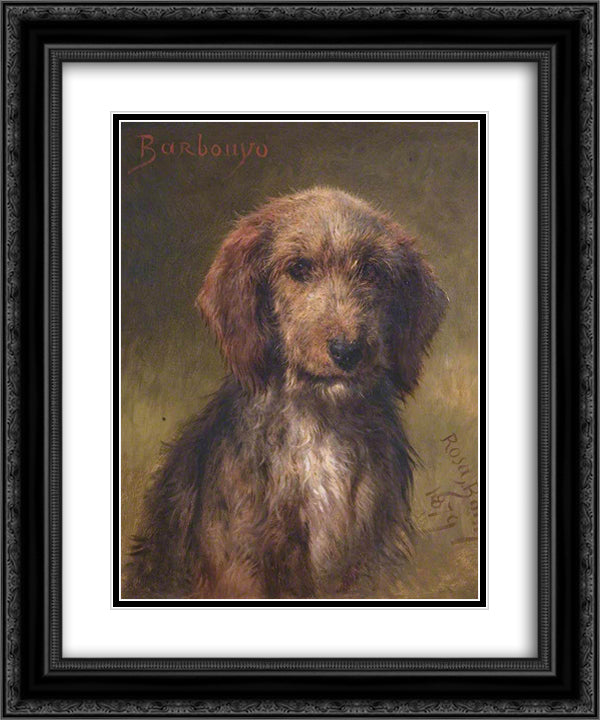 Barbouyo 20x24 Black Ornate Wood Framed Art Print Poster with Double Matting by Bonheur, Rosa