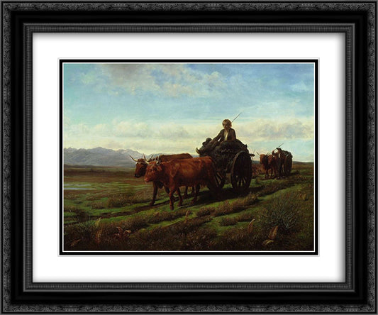 Going to Market 24x20 Black Ornate Wood Framed Art Print Poster with Double Matting by Bonheur, Rosa