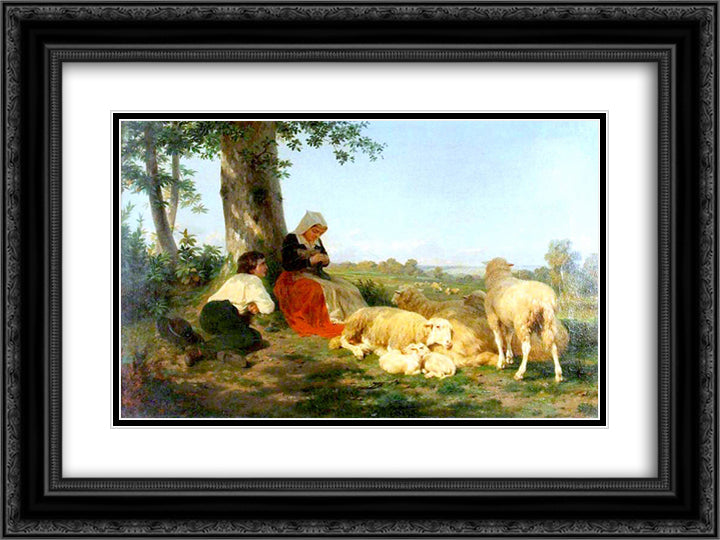 Repose 24x18 Black Ornate Wood Framed Art Print Poster with Double Matting by Bonheur, Rosa