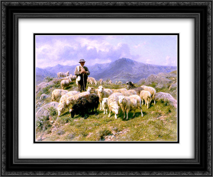 Shepherd of the Pyrenees 24x20 Black Ornate Wood Framed Art Print Poster with Double Matting by Bonheur, Rosa