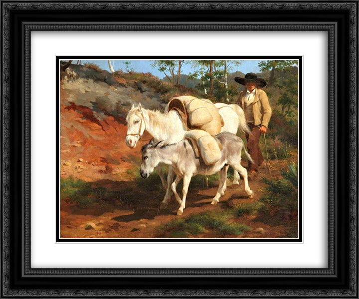 The Return from the Mill 24x20 Black Ornate Wood Framed Art Print Poster with Double Matting by Bonheur, Rosa