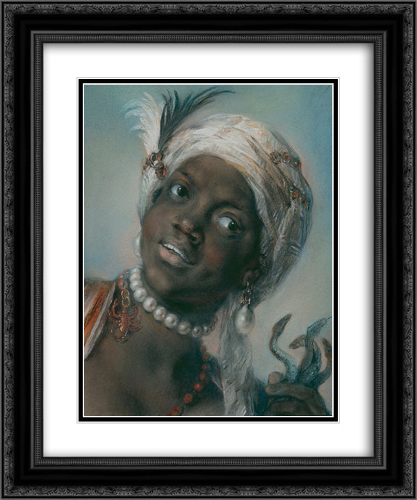 Africa 20x24 Black Ornate Wood Framed Art Print Poster with Double Matting by Carriera, Rosalba