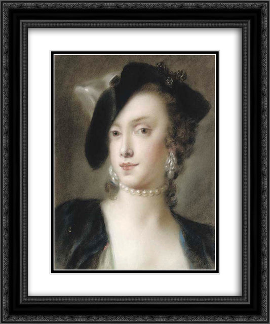 Portrait of Caterina Sagredo Barbarigo 20x24 Black Ornate Wood Framed Art Print Poster with Double Matting by Carriera, Rosalba